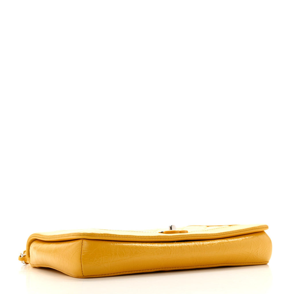 Chanel Shiny Aged Calfskin Quilted Flap Yellow
