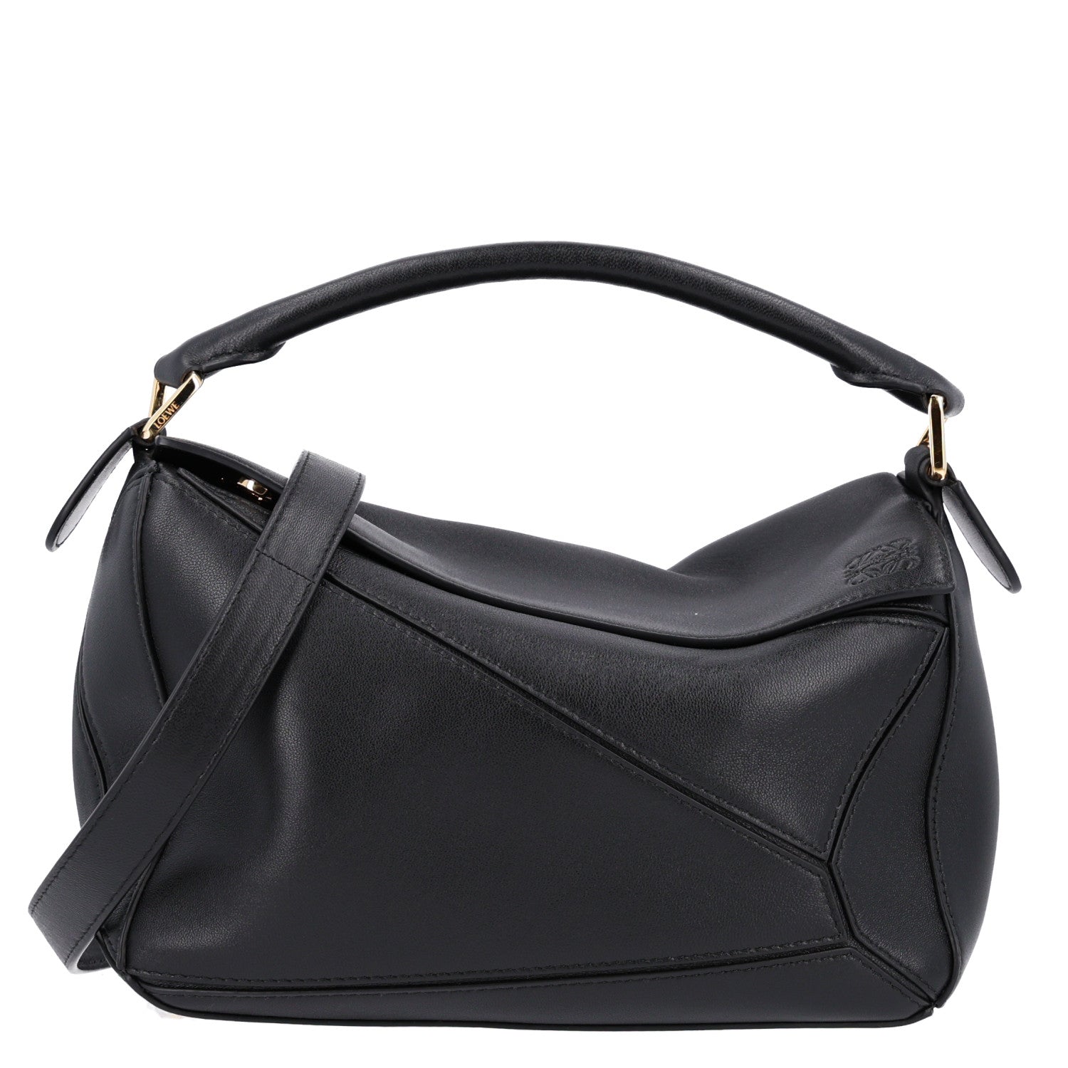 Loewe Nappa Lambskin Small Featherlight Puzzle Bag Black