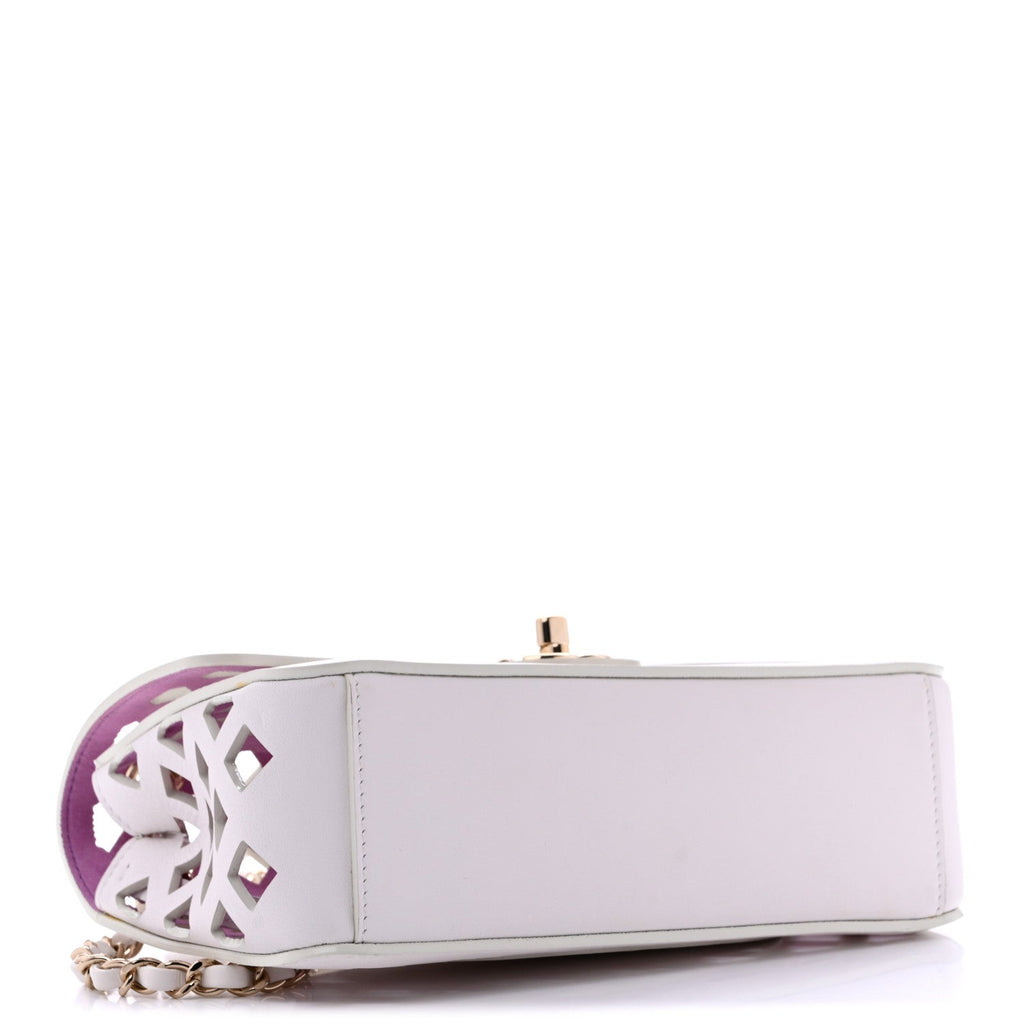 Chanel Lambskin Small Sea Through Flap White Multicolor