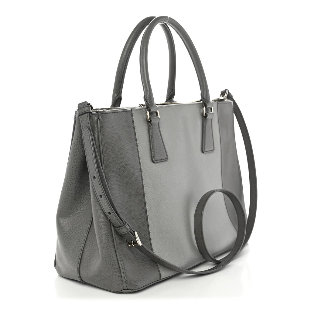 Prada Saffiano Lux Colorblock Medium Galleria Double Zip Tote Marmo Nube