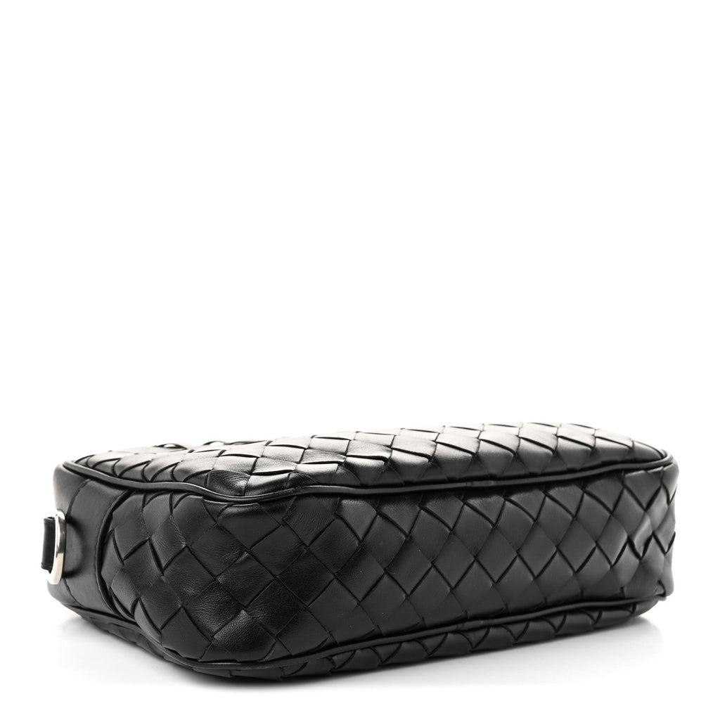 Bottega Veneta Calfskin Intrecciato Small Camera Bag Black