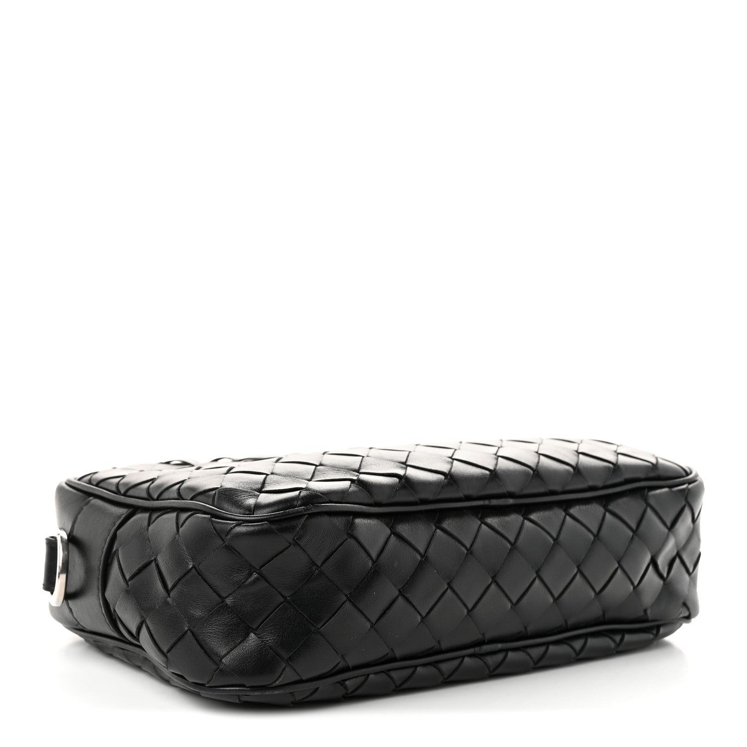 Bottega Veneta Calfskin Intrecciato Small Camera Bag Black