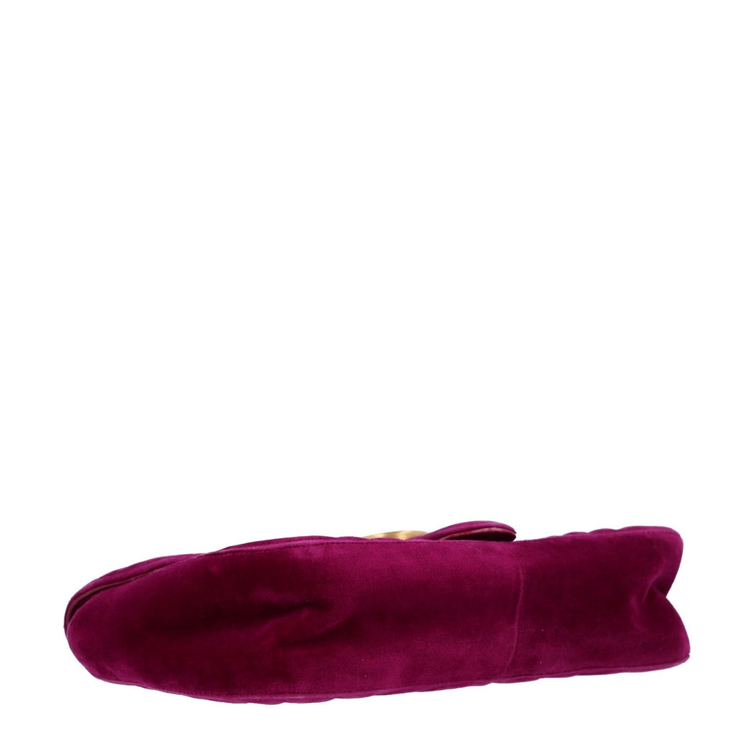 Gucci Velvet Matelasse Medium GG Marmont Shoulder Bag Fuchsia Violet Cyclamen