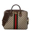 Gucci GG Supreme Monogram Textured Calfskin Web Medium Ophidia Briefcase Beige Ebony New Acero