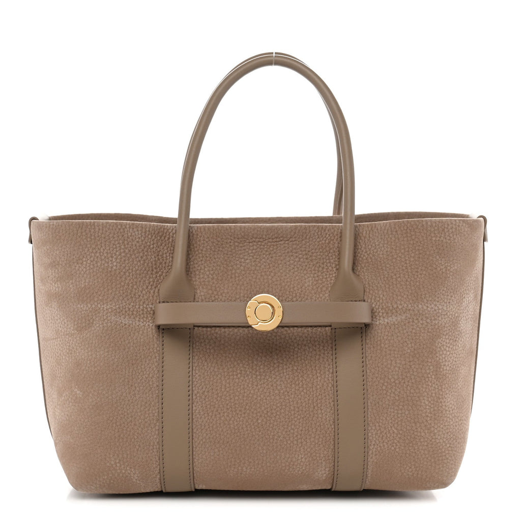 Loro Piana Small Ghiera Shopper Tote Fume Taupe front view