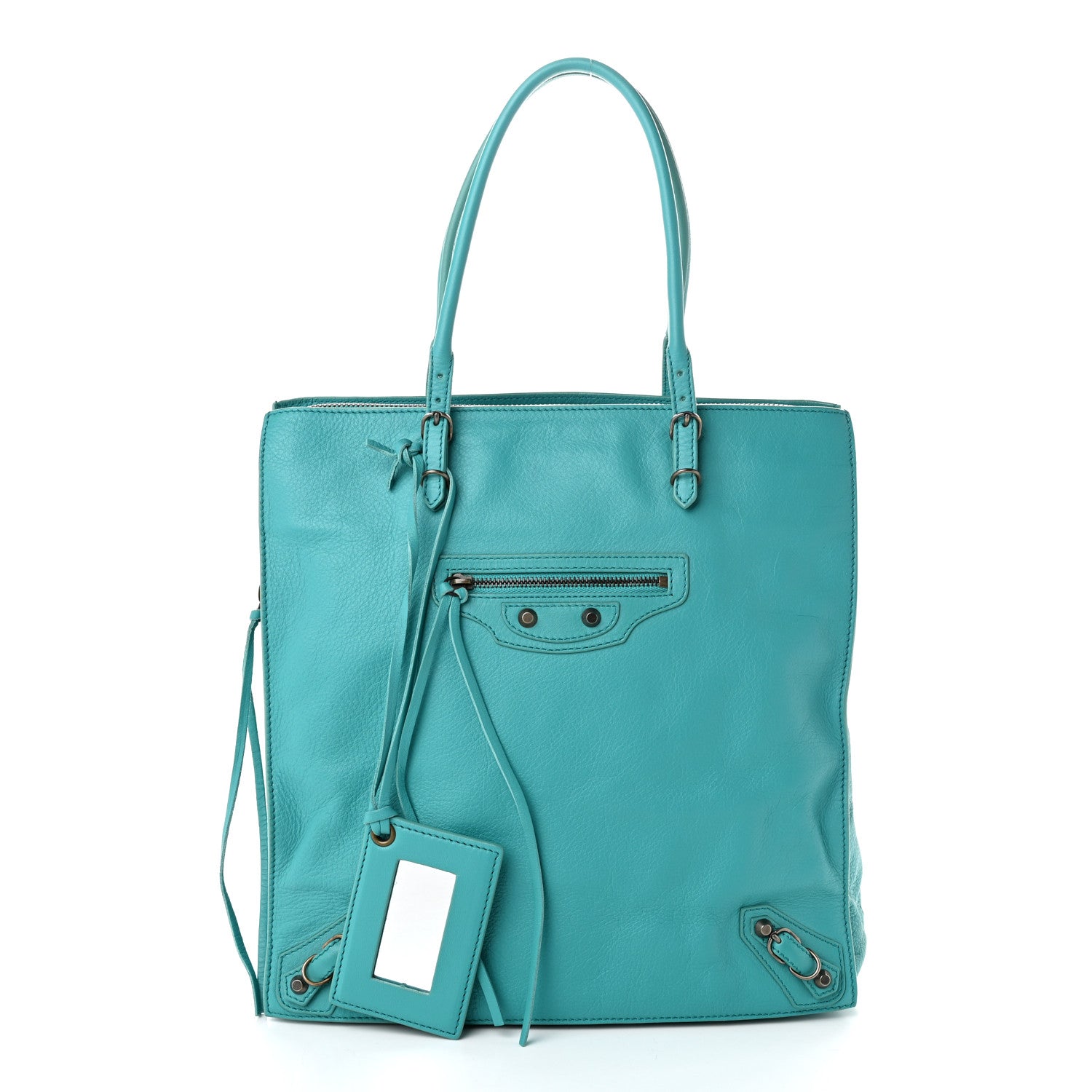 Balenciaga Veau Papier Tote Turquoise