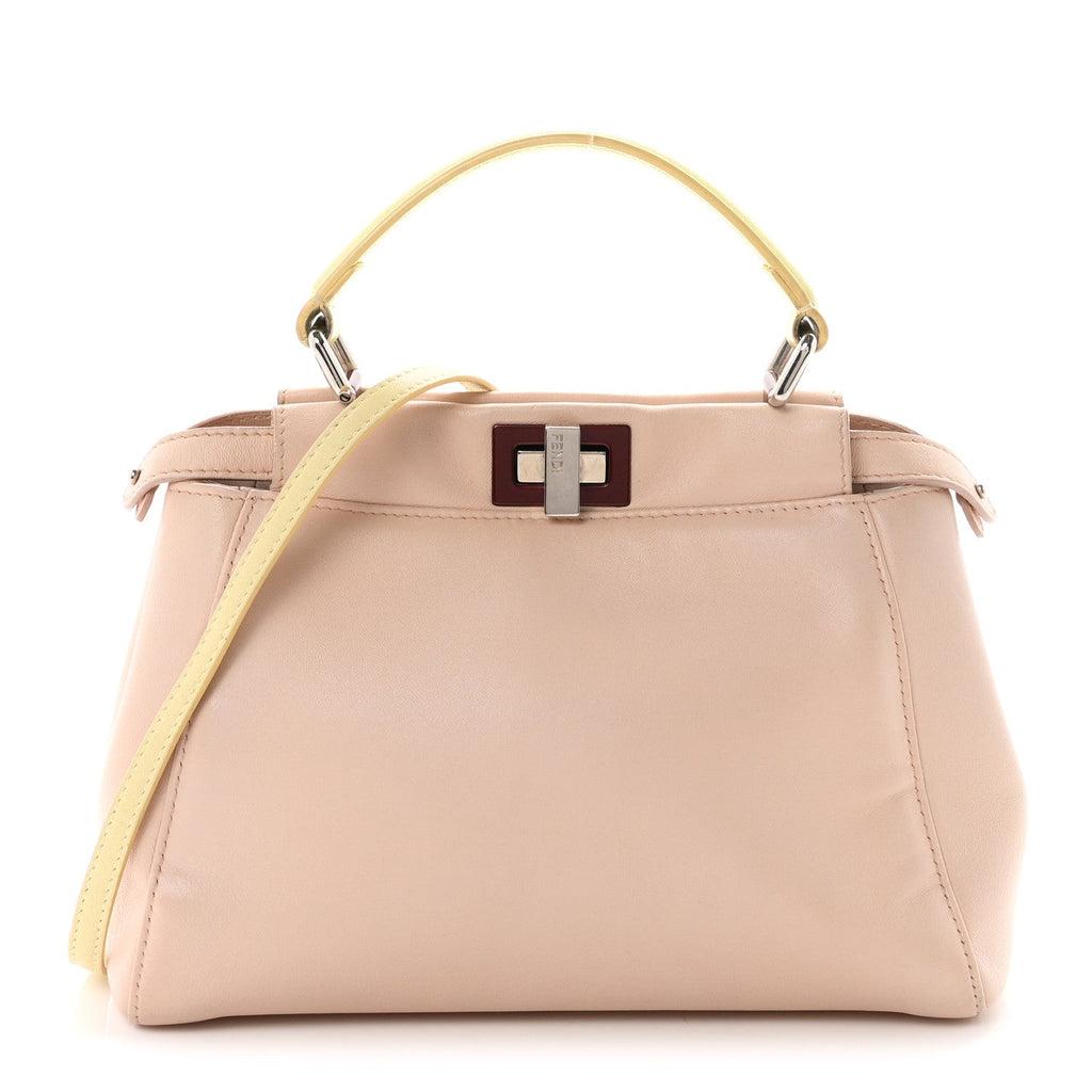 Fendi Nappa Colorblock Mini Peekaboo Iconic Satchel Plaster Banana Grigio Polvere