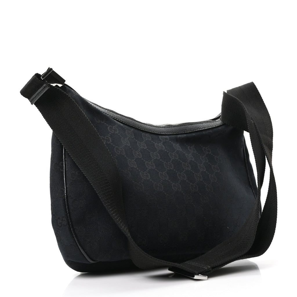 Gucci Monogram Medium Half Moon Hobo Black