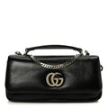 Gucci Lambskin Small GG Milano Top Handle Shoulder Bag Black