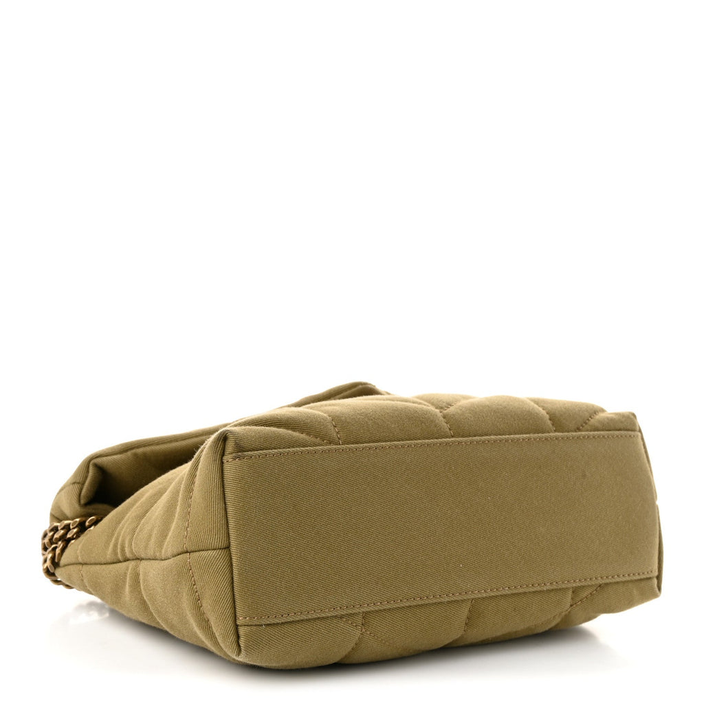 Saint Laurent Canvas Quilted Toy Loulou Puffer Monogram Chain Satchel Fir Green