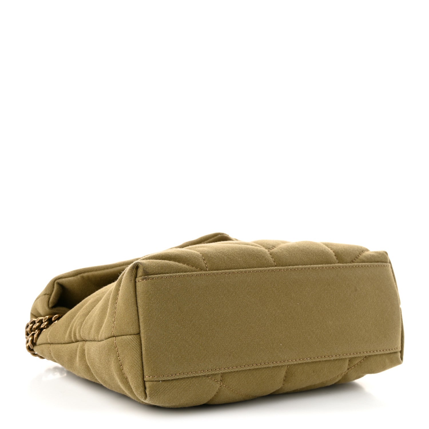 Saint Laurent Canvas Quilted Toy Loulou Puffer Monogram Chain Satchel Fir Green