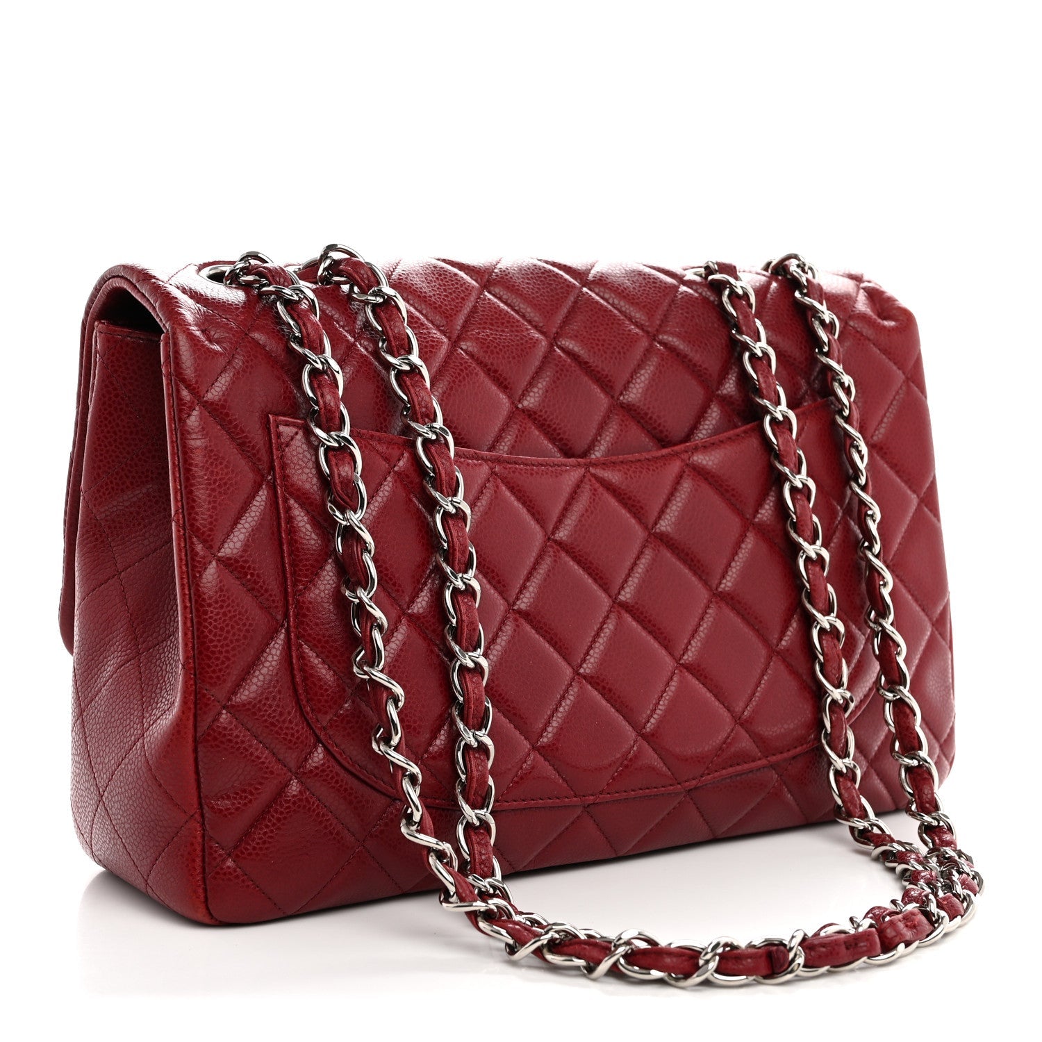 Chanel Caviar Quilted Jumbo Single Flap Dark Red