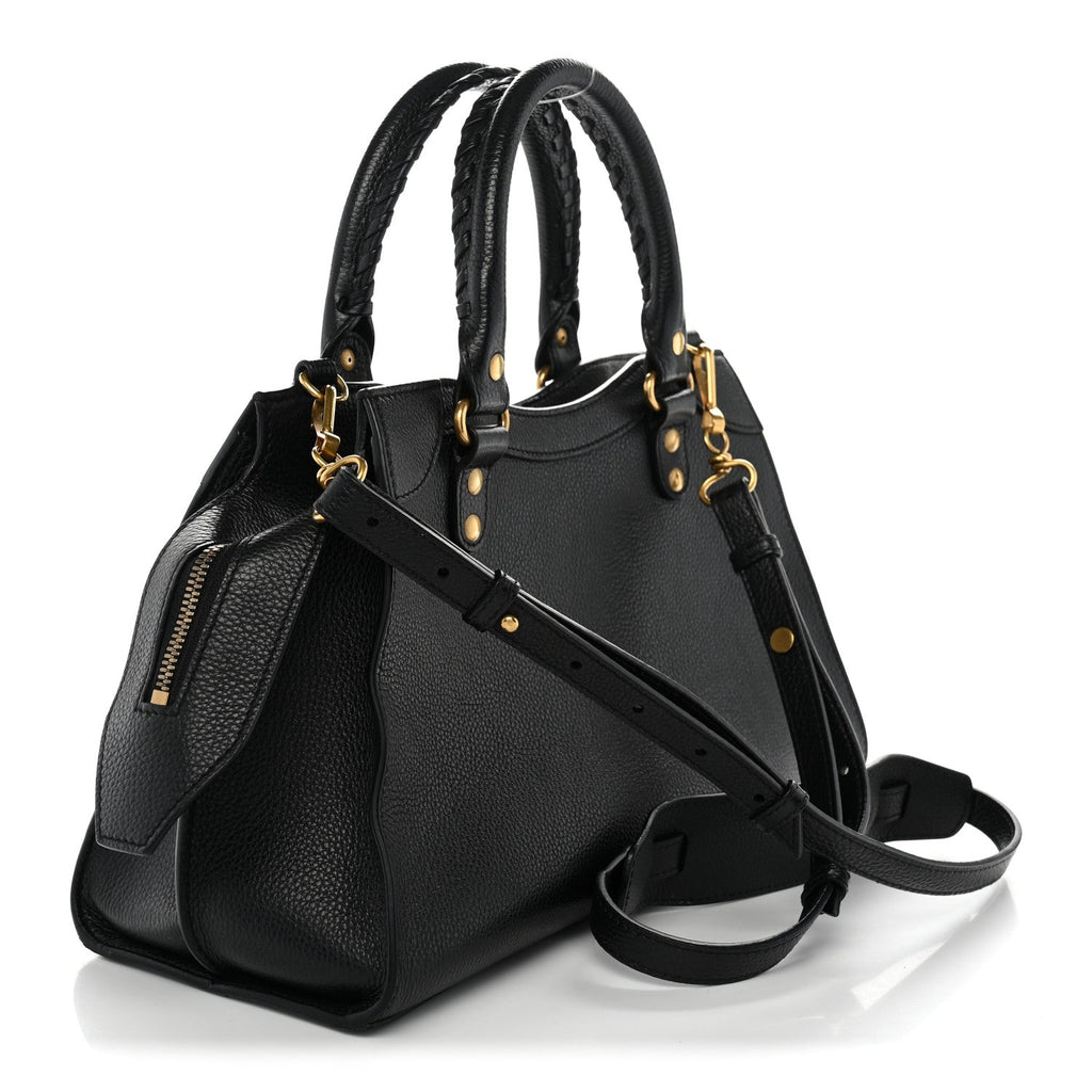 Balenciaga Grained Calfskin Neo Classic Gold Hardware S City Black