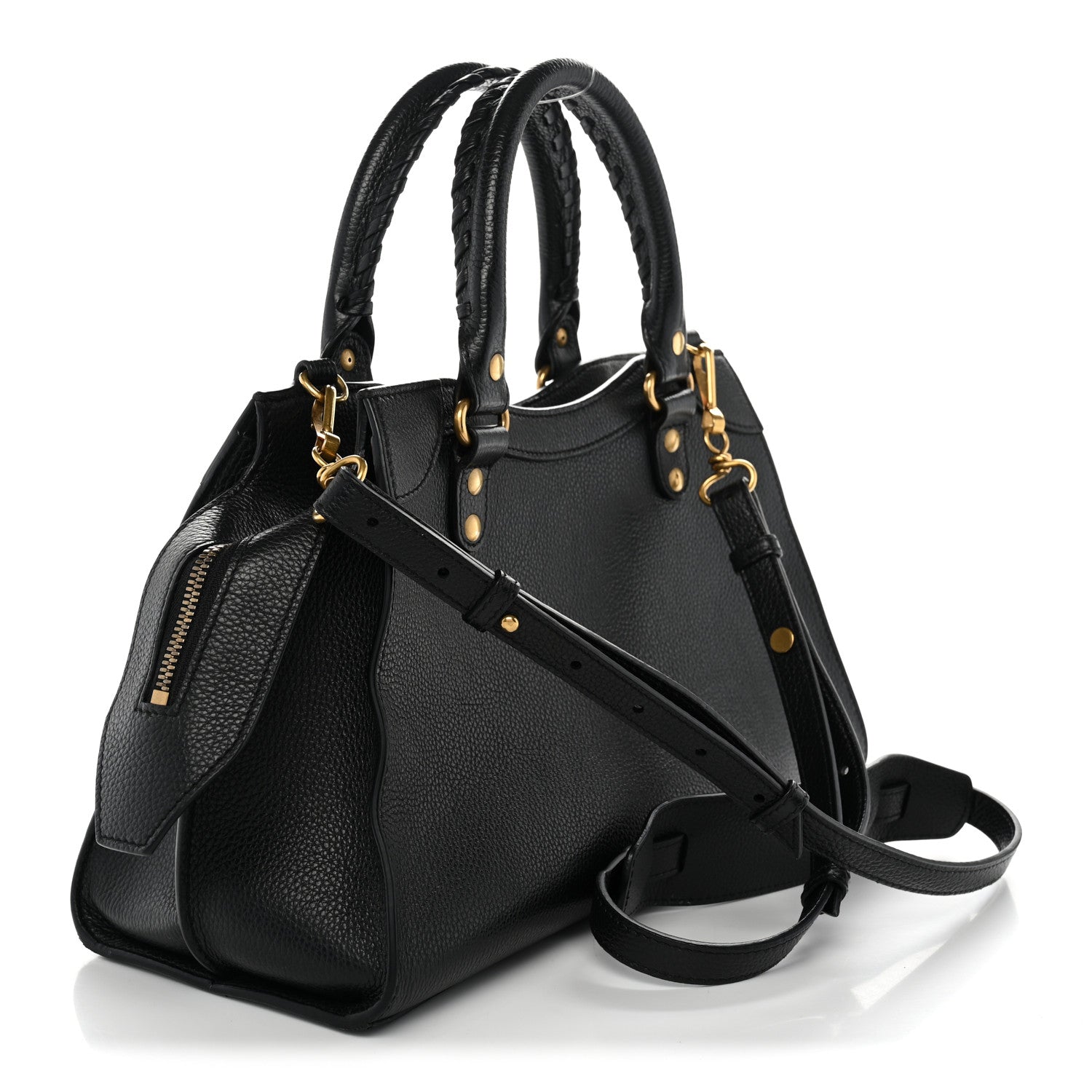 Balenciaga Grained Calfskin Neo Classic Gold Hardware S City Black