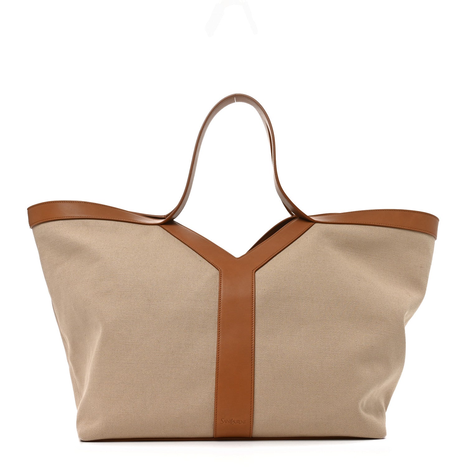 Saint Laurent Canvas Calfskin Y Tote Desert Dust Brick