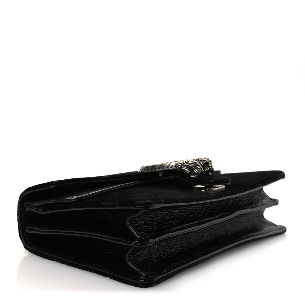 Gucci Velvet GG Monogram Small Dionysus Shoulder Bag Black