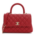 Chanel Caviar Quilted Mini Coco Handle Flap Red