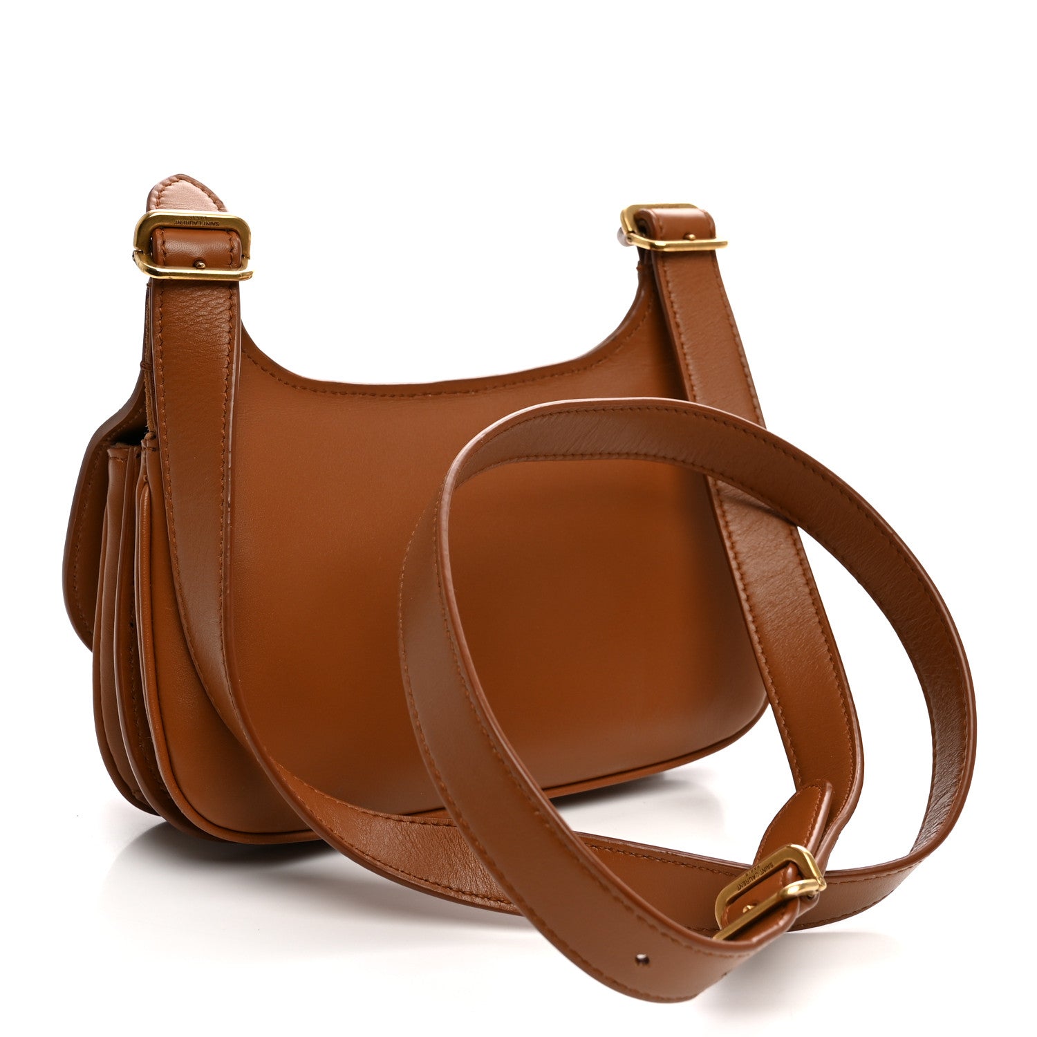 Saint Laurent Smooth Calfskin Small Charlie Shoulder Bag Miel Dark