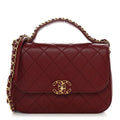 Chanel Lambskin Quilted Chain Infinity Top Handle Flap Burgundy