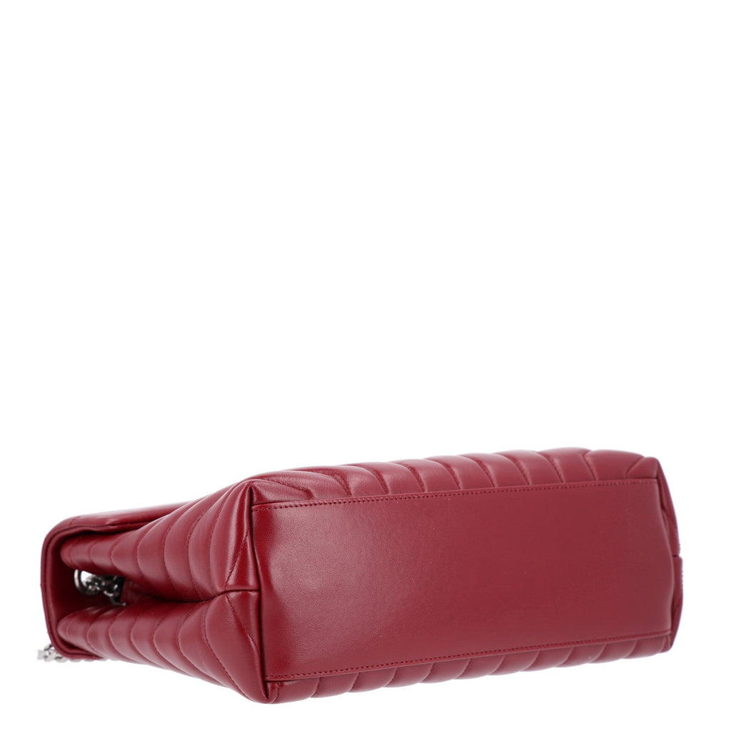 Saint Laurent Calfskin Y Quilted Monogram Medium Loulou Chain Satchel Palissandre
