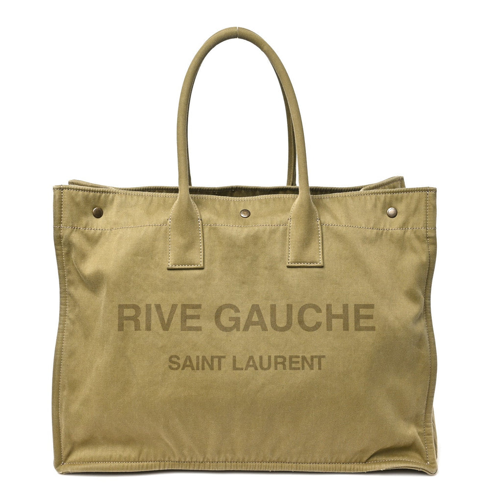 Saint Laurent Canvas Rive Gauche Maxi Tote Fir Green