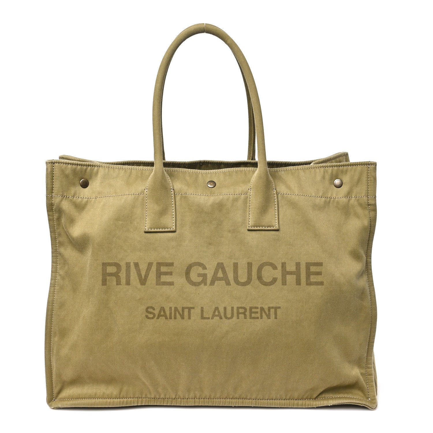 Saint Laurent Canvas Rive Gauche Maxi Tote Fir Green