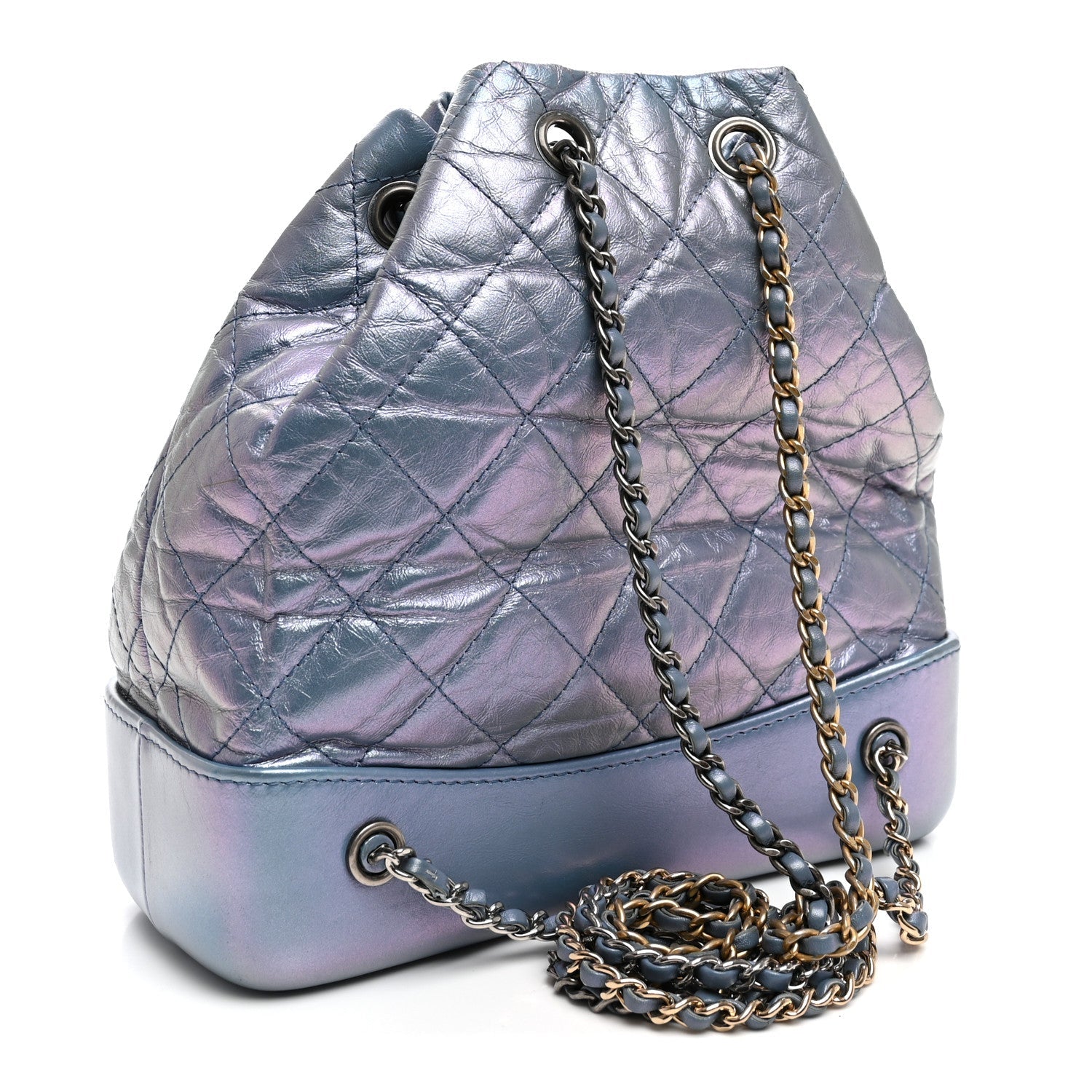 Chanel Iridescent Lambskin Calfskin Quilted Gabrielle Backpack Light Purple