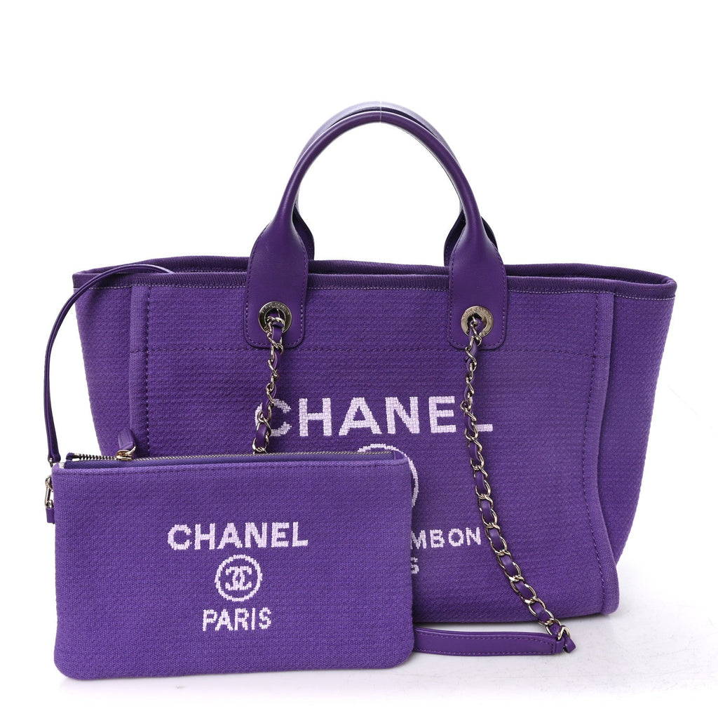 Chanel Mixed Fibers Small Deauville Tote Purple