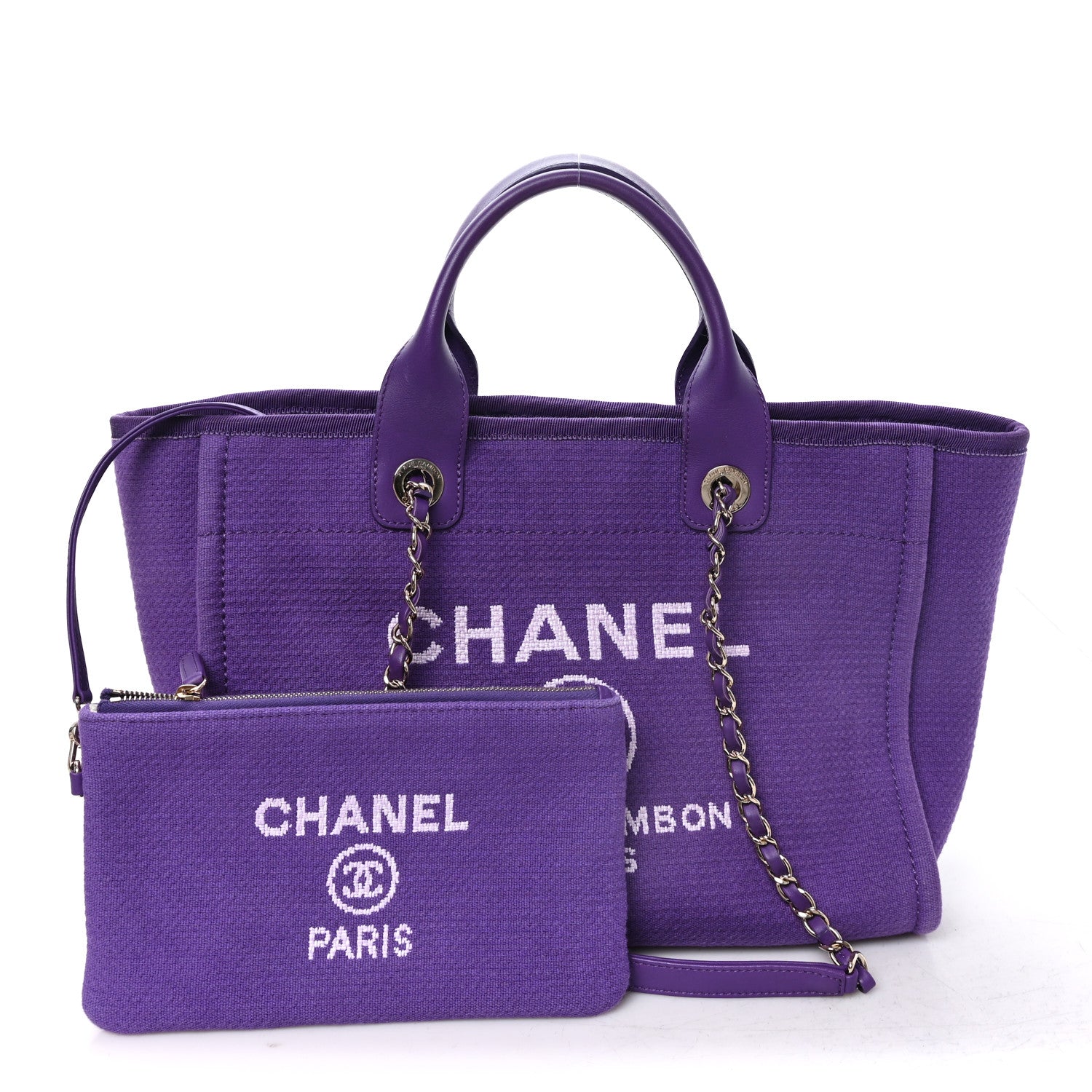 Chanel Mixed Fibers Small Deauville Tote Purple