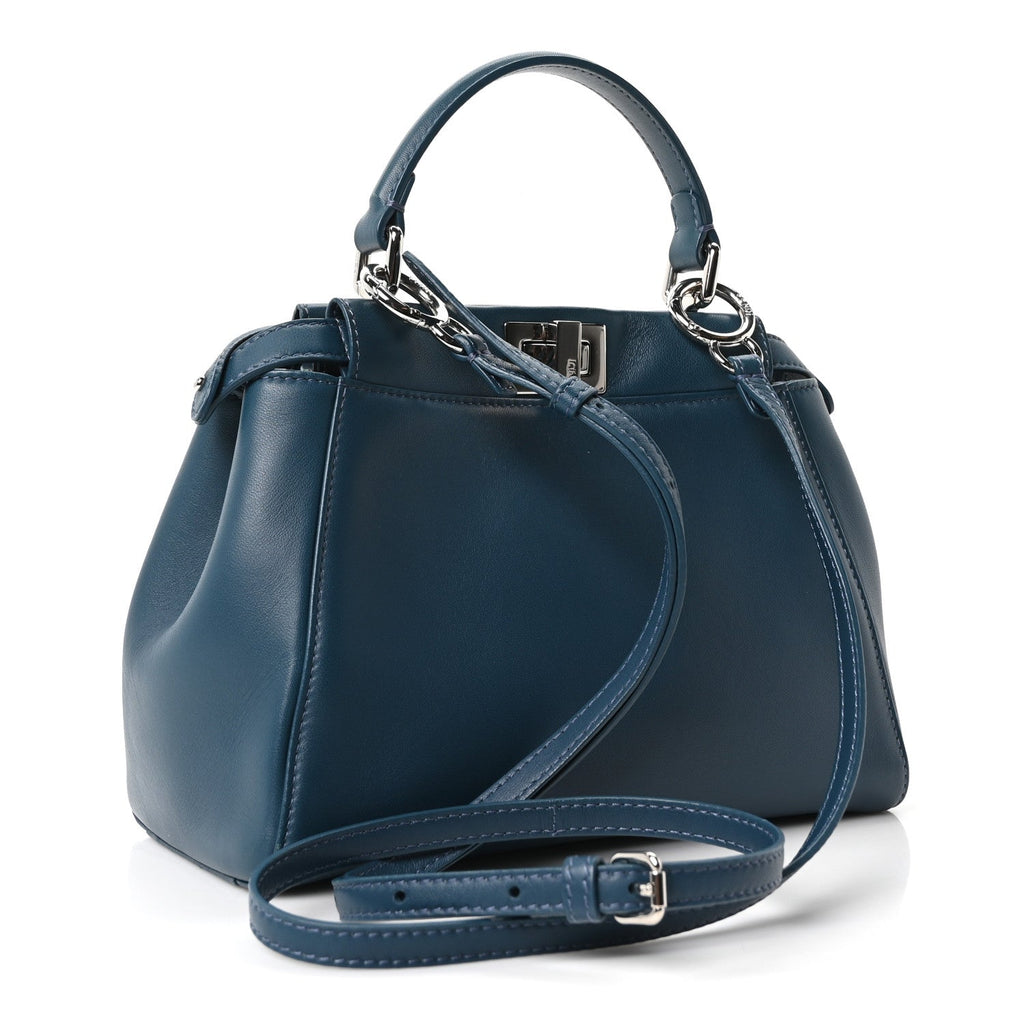 Fendi Nappa Mini Peekaboo Iconic Satchel Pavone
