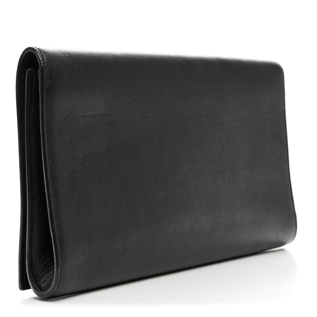 Saint Laurent Calfskin Monogram Large Belle De Jour Clutch Black