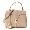 Celine Satinated Calfskin Small 16 Top Handle Bag Nude front view