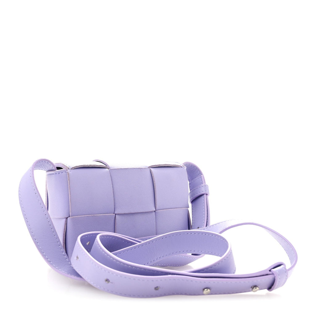 Bottega Veneta Lambskin Intreccio Candy Cassette Crossbody Bag Wisteria