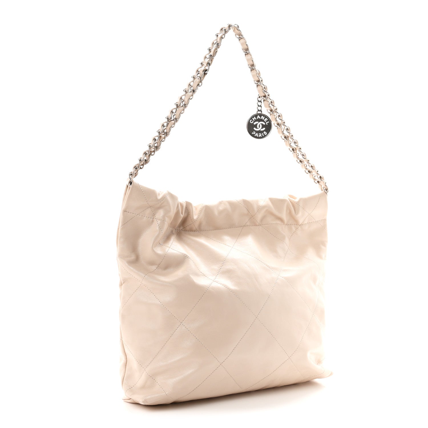 Chanel Shiny Calfskin Quilted Small Chanel 22 Ecru