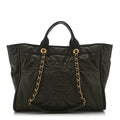 Chanel Calfskin Embossed Medium Deauville Tote Khaki