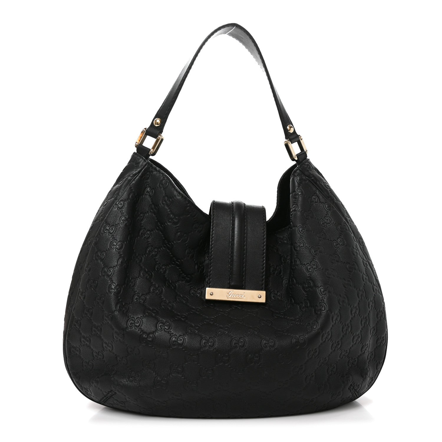 Gucci Guccissima Large New Ladies Web Hobo Black Black
