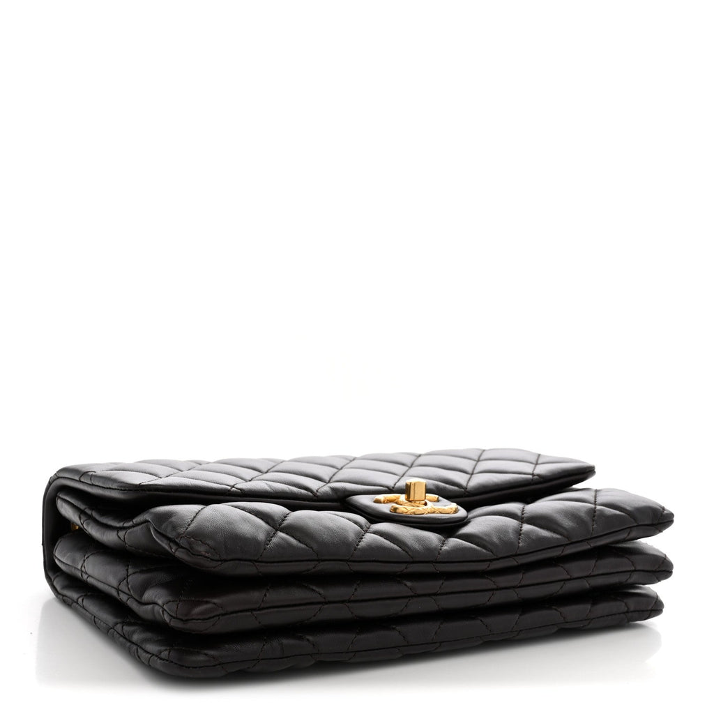 Chanel Lambskin Quilted Medium Pillow Crush Flap Bag Dark Brown