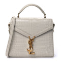 Saint Laurent Crocodile Embossed Mini Classic Monogram Cassandra Top Handle Crema Soft