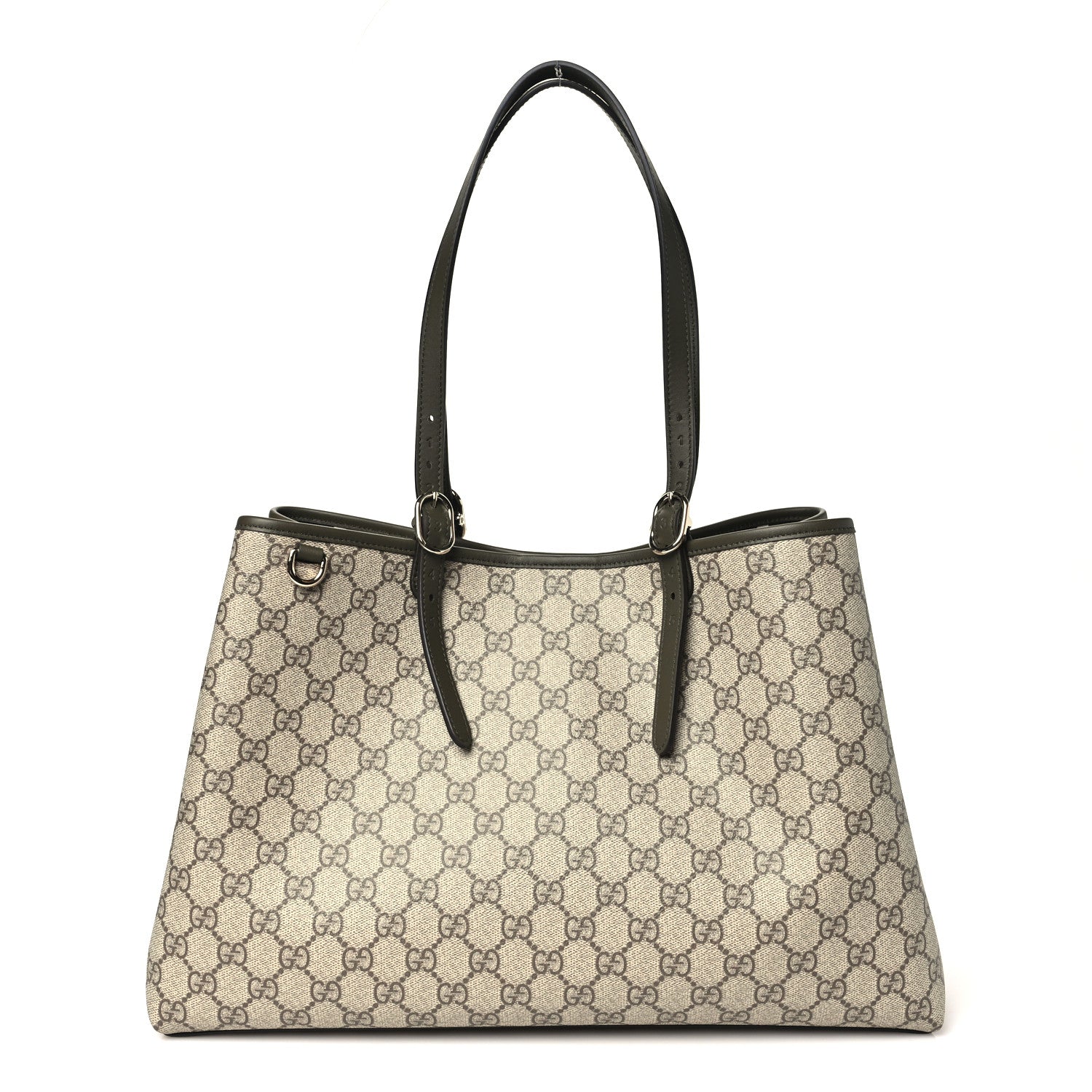 Gucci GG Supreme Monogram Emblem Large Tote Bag Beige Green