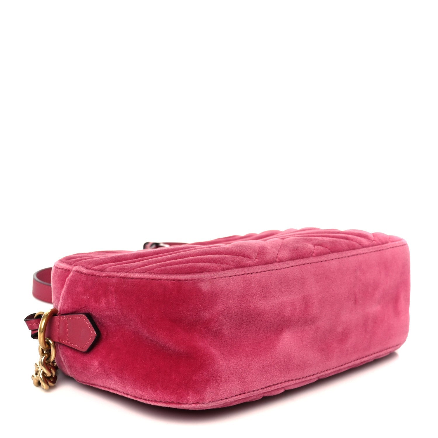 Gucci Velvet Matelasse Small GG Marmont Chain Shoulder Bag Light Raspberry Rose