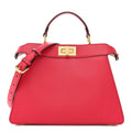 Fendi Vitello Seta Shiny Nappa Small Peekaboo I SEE U Satchel Lampone Light Rose