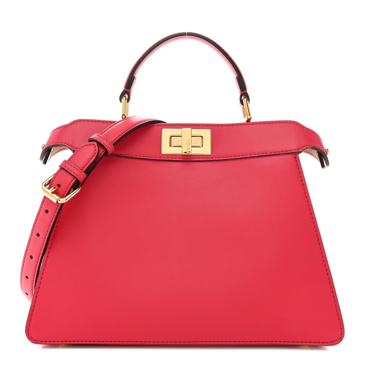 Fendi Vitello Seta Shiny Nappa Small Peekaboo I SEE U Satchel Lampone Light Rose