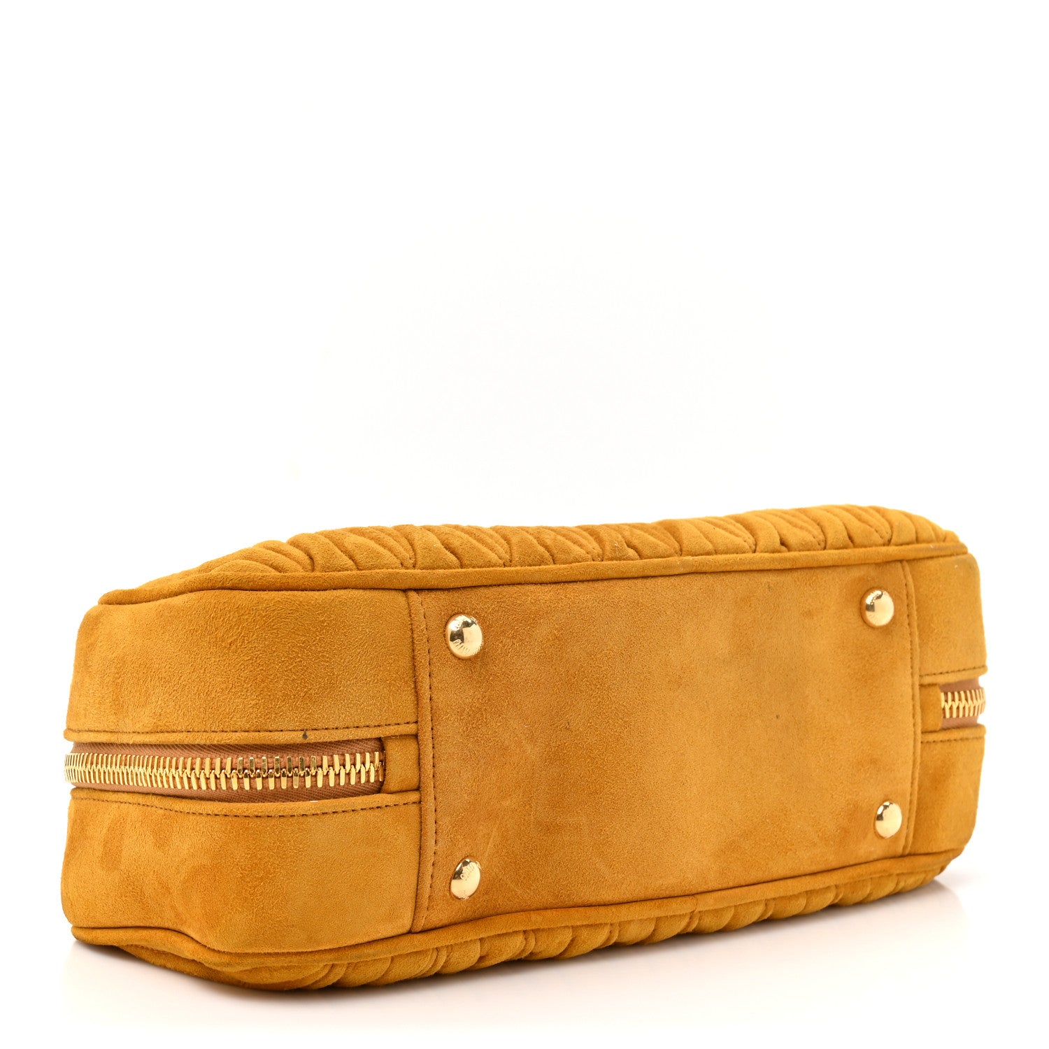 Miu Miu Suede Matelasse Large Arcadie Top Handle Bag Whiskey