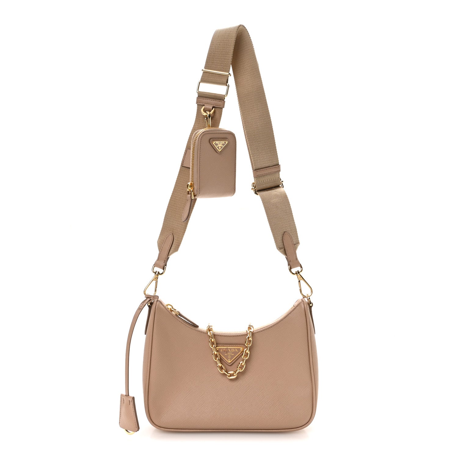 Prada Saffiano Lux Re-Edition 2005 Shoulder Bag Cammeo