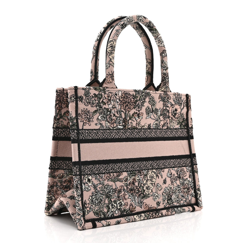 Dior Canvas Embroidered Small Flowers Book Tote Pink