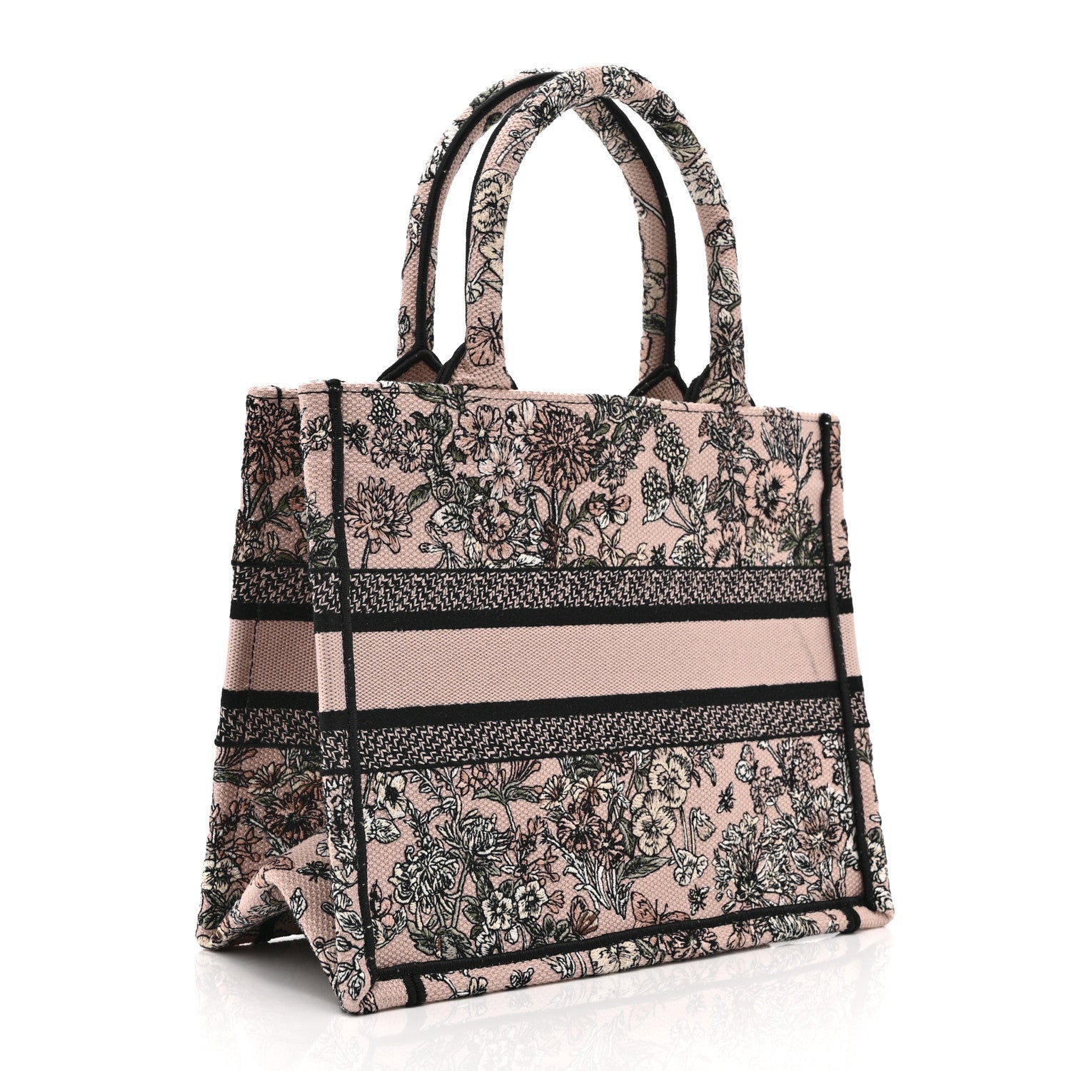 Dior Canvas Embroidered Small Flowers Book Tote Pink