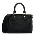 Louis Vuitton Lambskin Embossed Monogram Speedy 22 Bandouliere Black