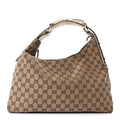 Gucci Monogram Medium Horsebit Chain Hobo Off White