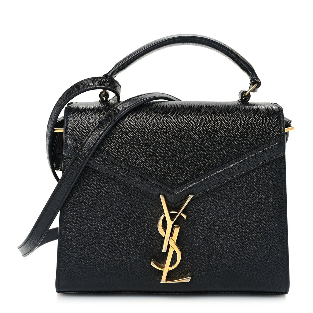 Saint Laurent Grain de Poudre Mini Classic Monogram Cassandra Top Handle Black