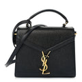 Saint Laurent Grain de Poudre Mini Classic Monogram Cassandra Top Handle Black